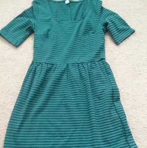 Green and black stripped dress